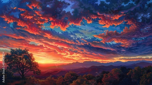 Nature s stunning goodbye the captivating hues of a sunset painting the sky with enchantment and beauty photo