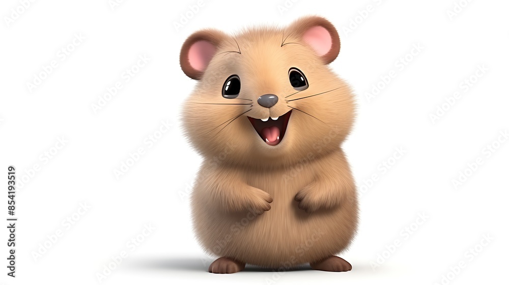 3D rendering of a cute cartoon hamster standing on a white background. 3D rendering of a cute cartoon hamster standing on a white background.