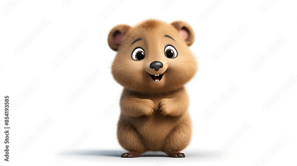 A cute and cuddly quokka, standing on its hind legs and looking at the camera with a happy expression on its face. A cute and cuddly quokka, standing on its hind legs and looking at the camera with a happy expression on its face.