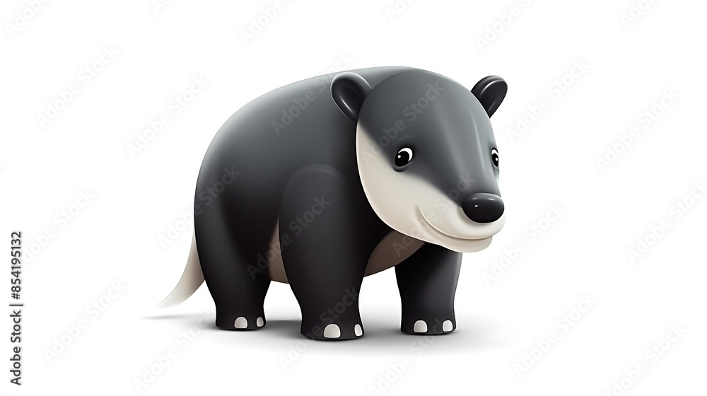 A cute cartoon illustration of a baby tapir. The tapir is standing on all fours and looking at the viewer with a friendly expression. A cute cartoon illustration of a baby tapir. The tapir is standing on all fours and looking at the viewer with a friendly expression.