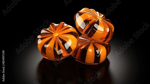 3D rendering of a stack of three lollipops. The lollipops are arranged in a triangular formation with the top one slightly tilted to the side.