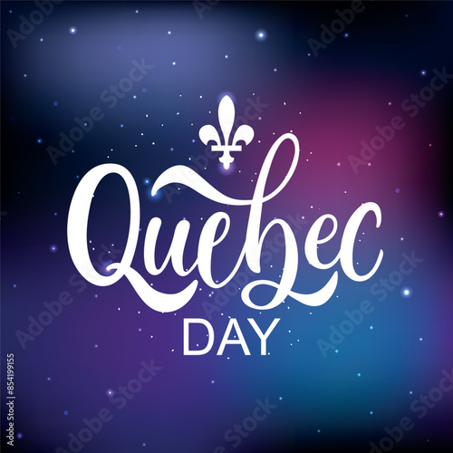Happy Quebec Day handwritten text. Modern brush calligraphy, hand lettering typography. National holiday of Quebec, Canada. Saint Jean-Baptiste Day on June 24. Vector illustration for greeting card