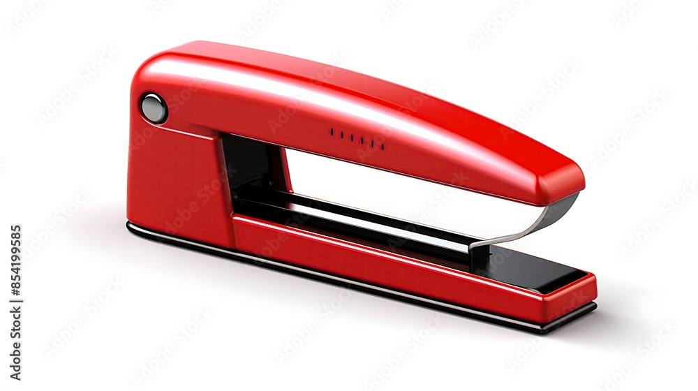**Assistant** Red stapler isolated on white background. 3D rendering. **Assistant** Red stapler isolated on white background. 3D rendering.