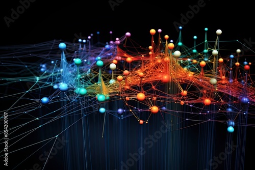 Intricate Web of Fiber Optic Cables Transmitting Data Signals