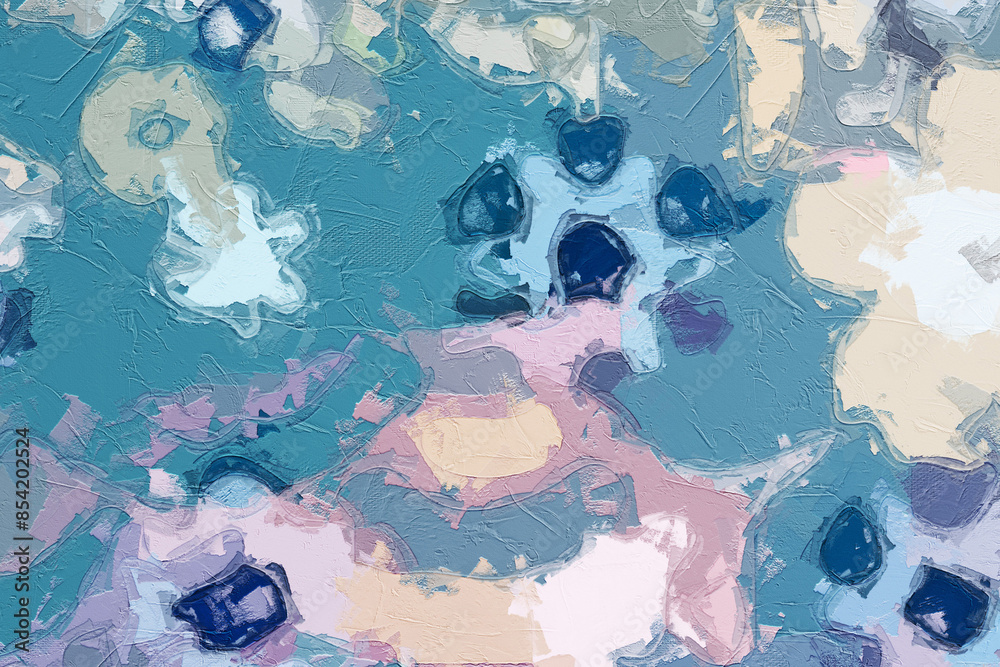 Naklejka premium Oil paintings and various flowers, mandarin ducks, ponds, swans, chrysanthemums, geometric abstractions