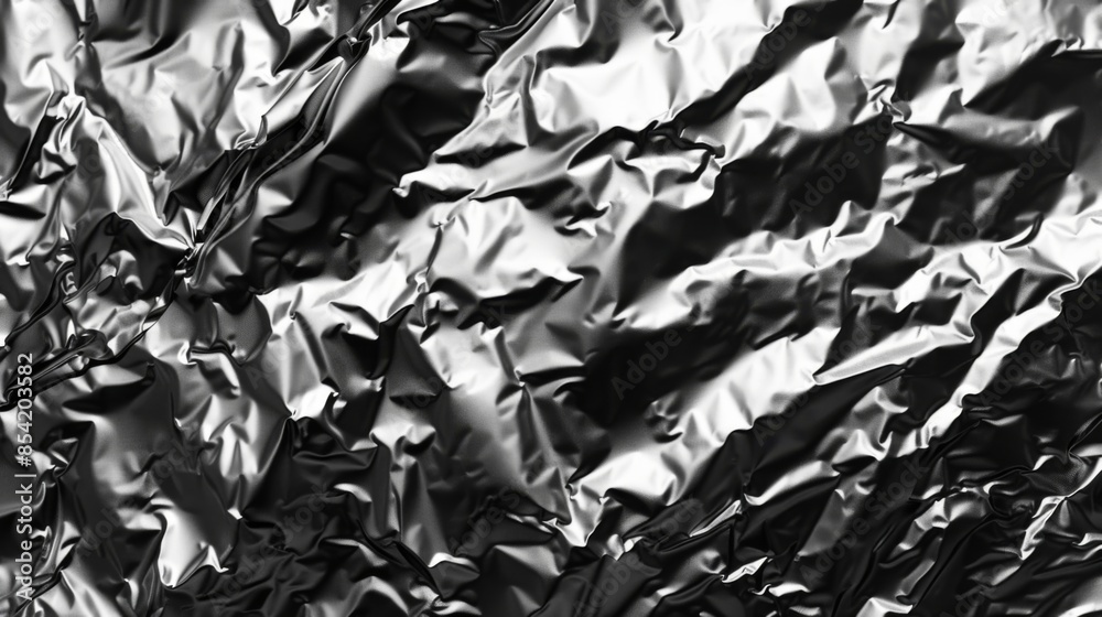 Abstract aluminum folded shiny metal silver foil crumpled texture background. Top view Abstract aluminum folded shiny metal silver foil crumpled texture background. Top view