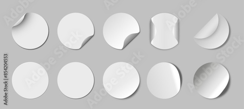 realistic circular plain white tags vector art