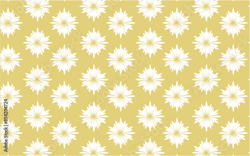 motif sans couture abstrait graphique traits fleurs blanches fond jaune vecteur