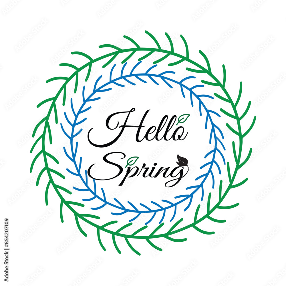 Obraz premium Lettering Happy spring with decorative flower elements