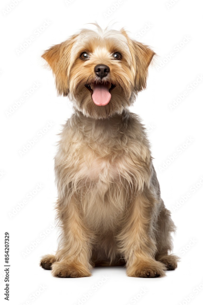 A dog sitting on white background looking at the camera. A dog sitting on white background looking at the camera.