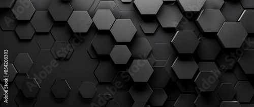 Black geometric background with abstract octagons.