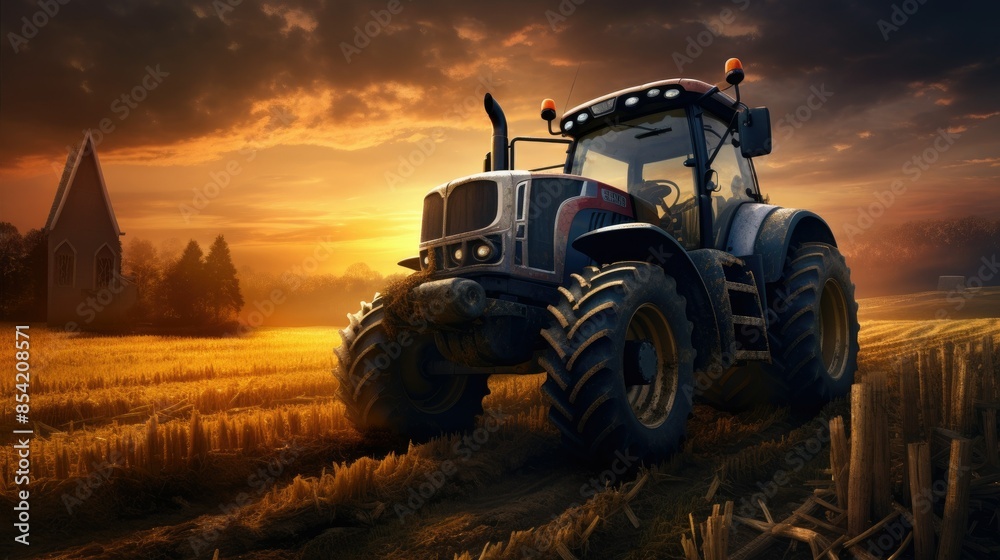 tractor on the field tractor on the field