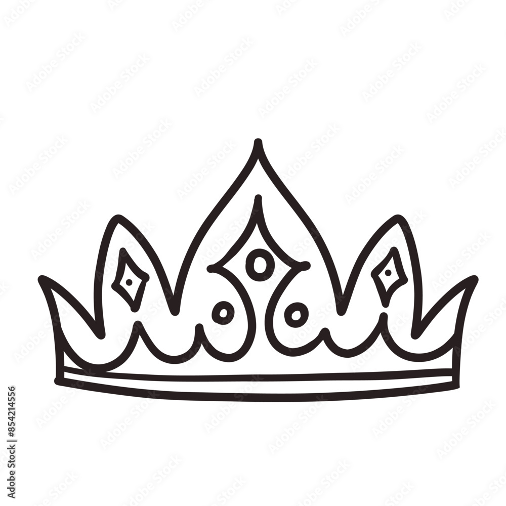 Crown hand drawn doodle line icon. Simple sketch of crown of medieval ...