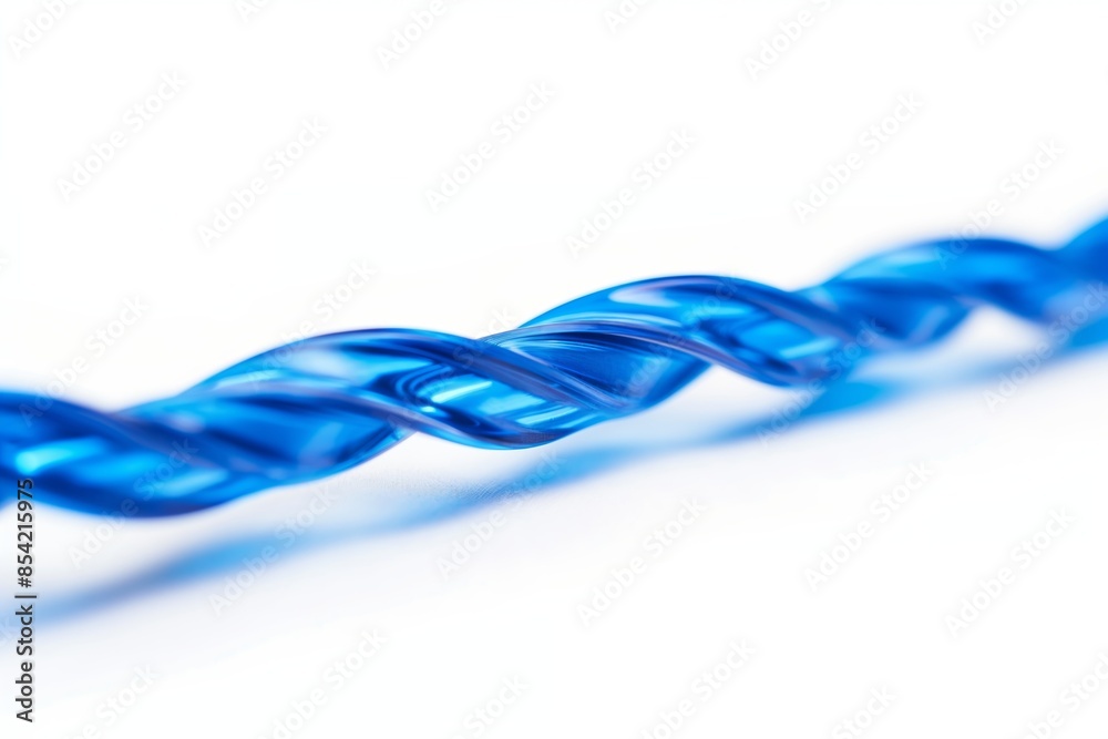 Close-up of a blue cable with a twisted design, technology concept Close-up of a blue cable with a twisted design, technology concept