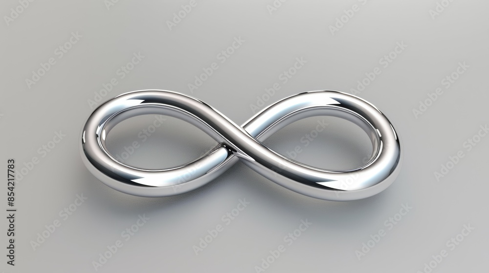 A silver chain with a silver infinity symbol, infinity sign concept
