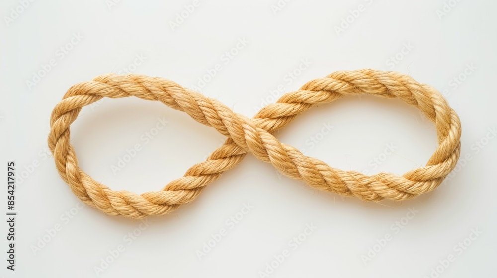 A rope is twisted into an infinity symbol, infinity sign concept A rope is twisted into an infinity symbol, infinity sign concept