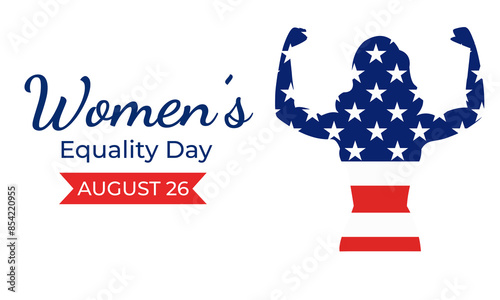 A woman fights for equal rights. Women's equality day banner in usa on white background, august 26.