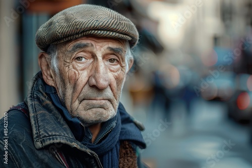 eldery man on a city street Generative AI © Evghenii