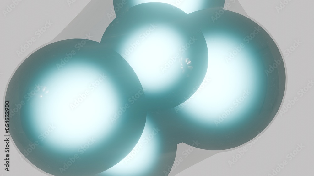 Fototapeta premium Soft Glowing Spheres Cluster with Gentle Reflections