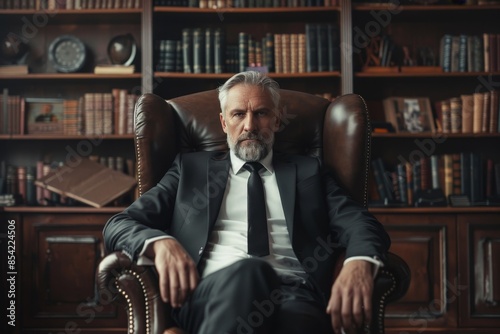 respectable man in a chair in the directors office Generative AI