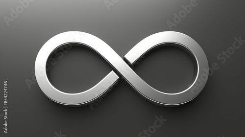 The image is a silver circle with a line in the middle, infinity sign concept