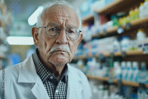 eldery male pharmacist in pharmacy Generative AI