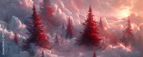 Christmas tree header wallpaper background 3d abstraction. photo