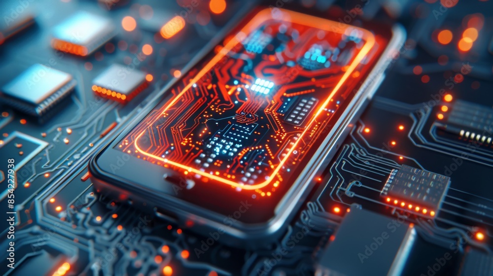 a smartphone under attack by a mobile cryptocurrency mining malware, showing the unauthorized use of device resources.