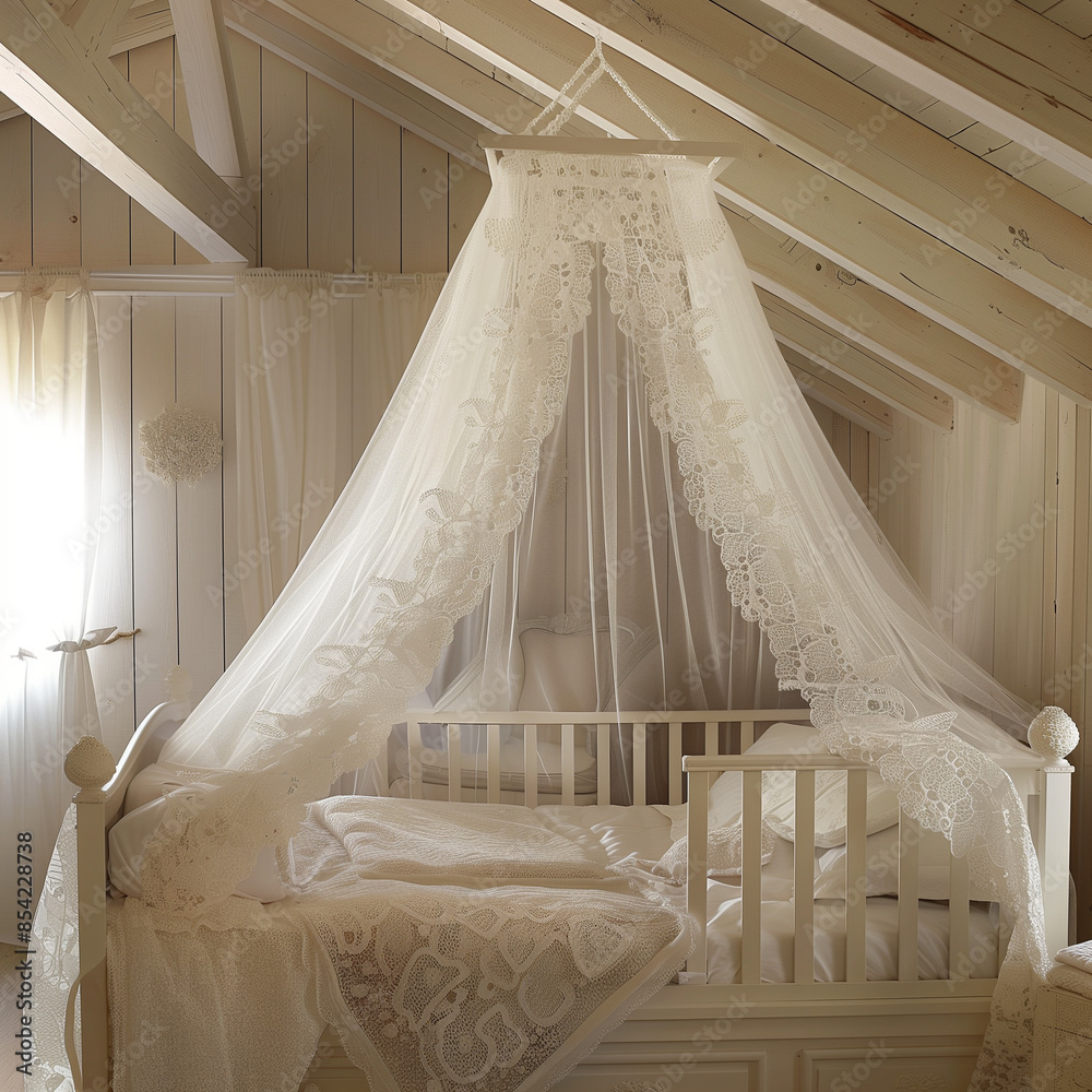 Delicate Embroidered Organza Canopies Creating a Dreamy Nursery Atmosphere Delicate Embroidered Organza Canopies Creating a Dreamy Nursery Atmosphere