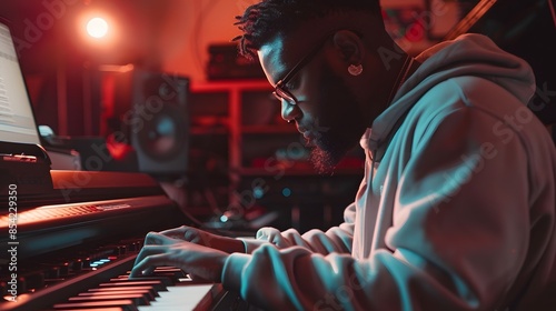Hip-hop songwriters are composing songs with piano photo