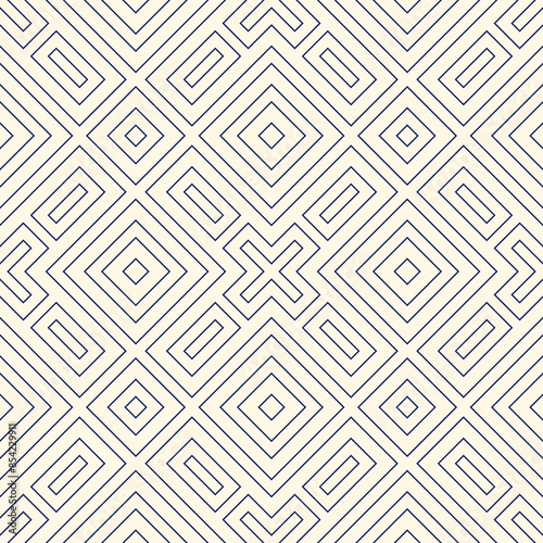 Outline ethnic abstract background. Seamless pattern with symmetric geometric ornament. Can be used for coloring books and pages, textile print, page fill. Vector illustration