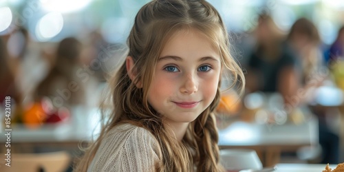 Young Girl Sitting at Restaurant Table
