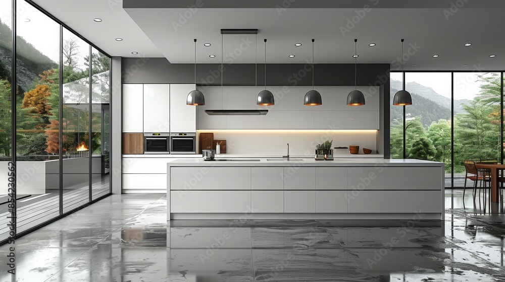 Design a sleek and sophisticated kitchen with high-gloss white cabinets ...
