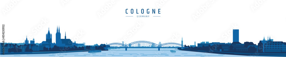 Fototapeta premium Cologne city skyline with panorama vector illustration on white background. Germany