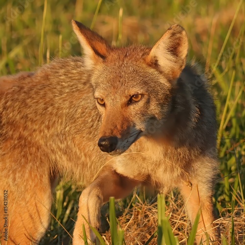 Gorgeous Coyote Bathed in the Warm Glow of the Setting Rising Sun  © 1wildlifer
