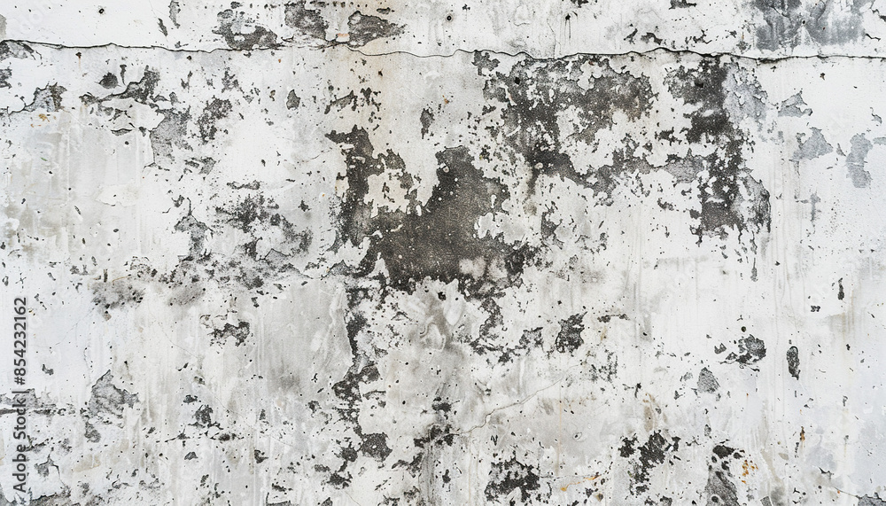 Fototapeta premium Abstract grunge aged white wall texture background wallpaper. Backdrop, gray weathering spots, artistic street concrete, detailed composition