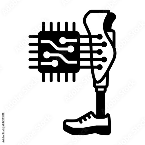 myoelectric prostheses Limb devices vector design, Artificial general intelligence symbol, Natural Language Processing sign, Machine and Deep Learning illustration, AI-powered prosthetic Leg concept