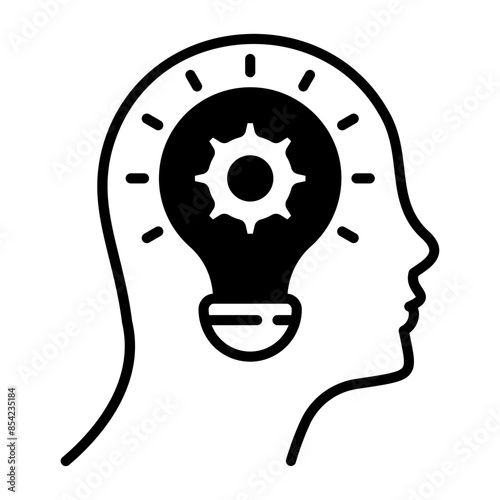 Genius forward thinking brain vector design, Artificial general intelligence symbol, Natural Language Processing sign, Machine Deep Learning illustration, improving innovation mindset via ai concept photo