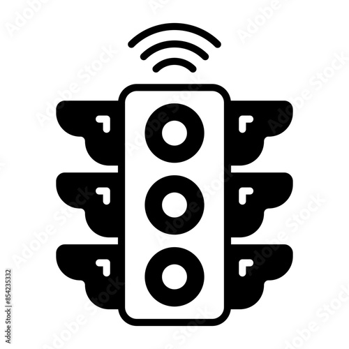 Adaptive traffic signal control vector, Artificial general intelligence symbol, Natural Language Processing sign Machine Deep Learning predictive ai analytics to anticipate traffic congestion concept