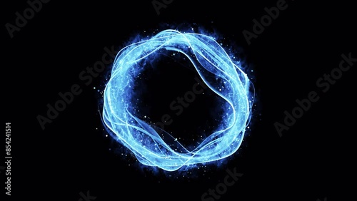 Portal - Blue Plasma Ring. Circular Glowing Fantastic Tunnel with Alpha Channel. Looped video.