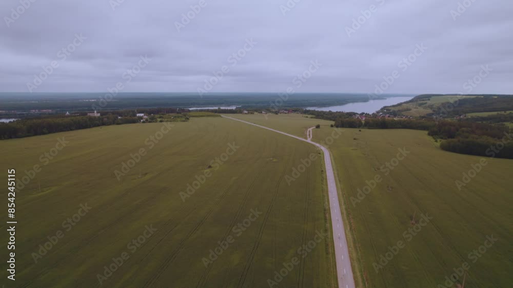 Aerial photography of the road leading to the river, the road to the river Aerial photography of the road leading to the river, the road to the river