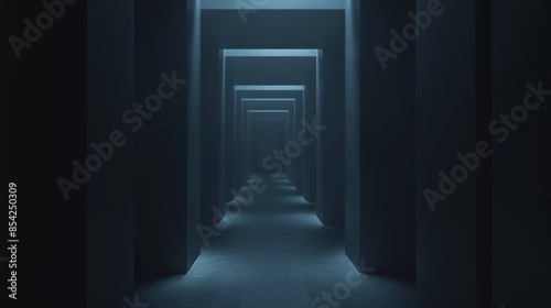 The darkness seems to swallow up the corridors making it difficult to navigate through the maze.