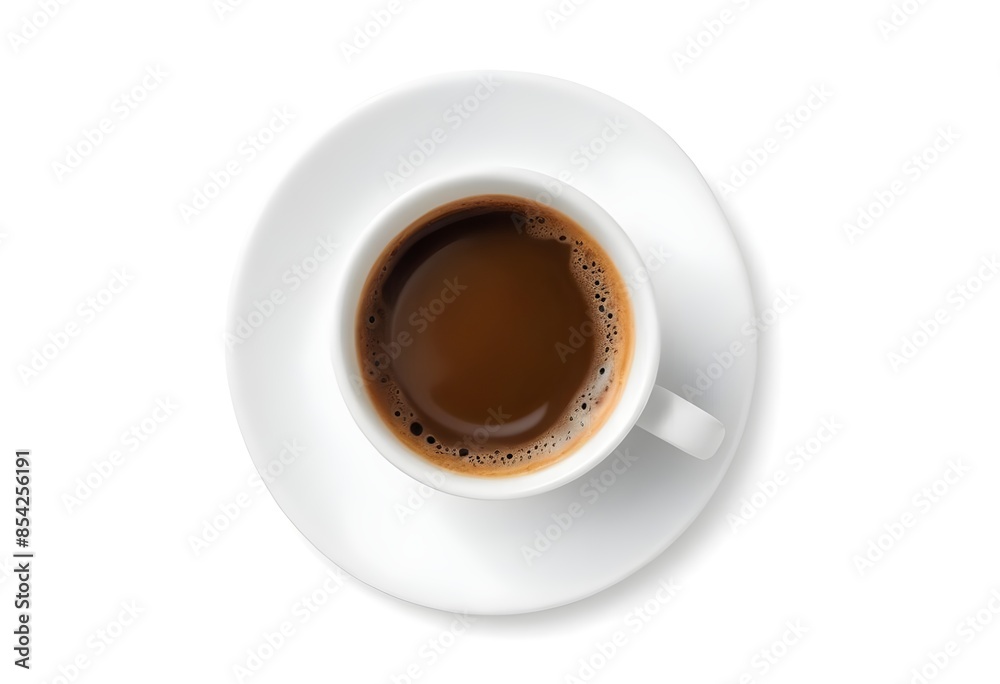 A Cup of Freshly Brewed Espresso Coffee on a White Saucer - Authentic and Invigorating Coffee Experience