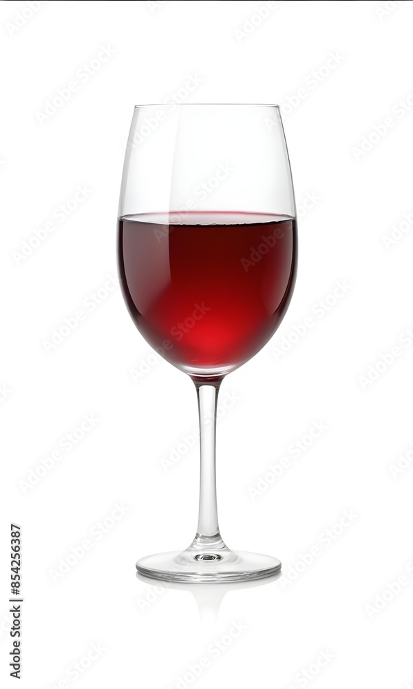 Glass of Red Wine on a White Background - Elegant and Sophisticated Beverage Presentation Glass of Red Wine on a White Background - Elegant and Sophisticated Beverage Presentation