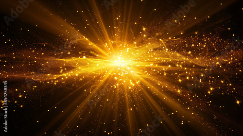 yellow gold light. flair light  star abstract light background