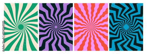 Radial Psychedelic Swirl Pattern. Sun Burst Background. Abstract Retro Line Patterns.