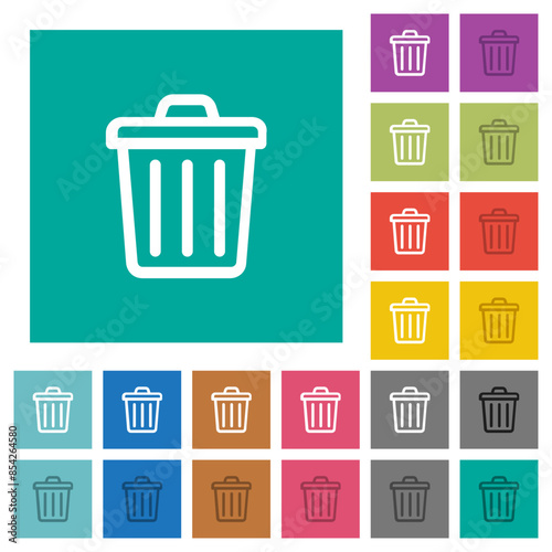 Trash outline square flat multi colored icons