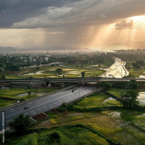 Vibrant Monsoon Season: A Captivating Image of Rainy Weather in Full Bloom photo