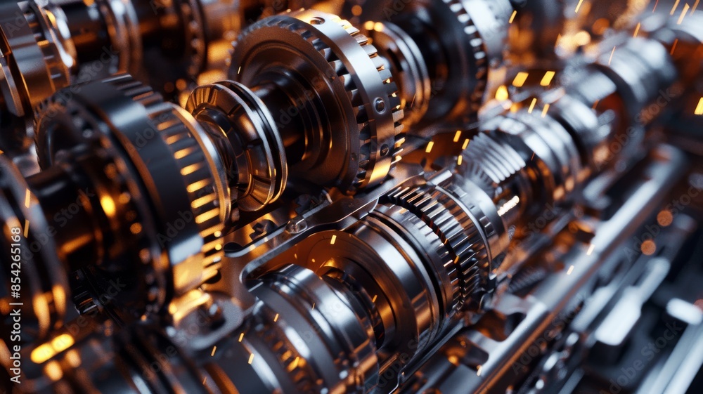 Obraz premium A close up of a machine with many gears and a metallic look