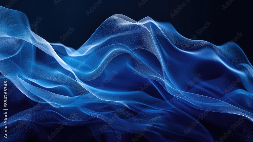 A blue and white image of a wave with a blue background. The image is abstract and has a dreamy, ethereal quality A blue and white image of a wave with a blue background. The image is abstract and has a dreamy, ethereal quality